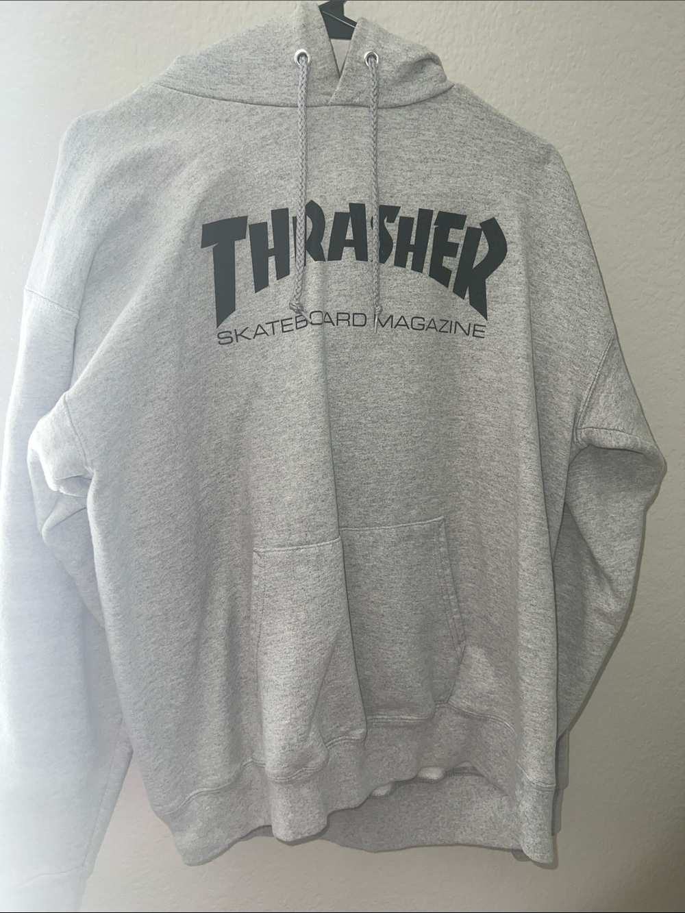 Thrasher Grey Pullover Hoodie with Black Logo